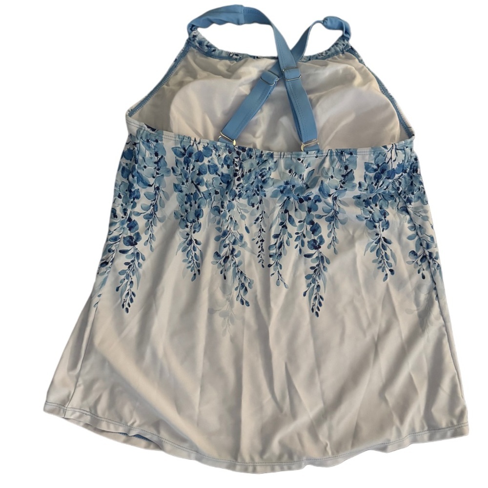 Blue Floral Wisteria Tank Set 2-Piece Swimsuit with Boy Shorts Size Medium - Picture 5 of 6